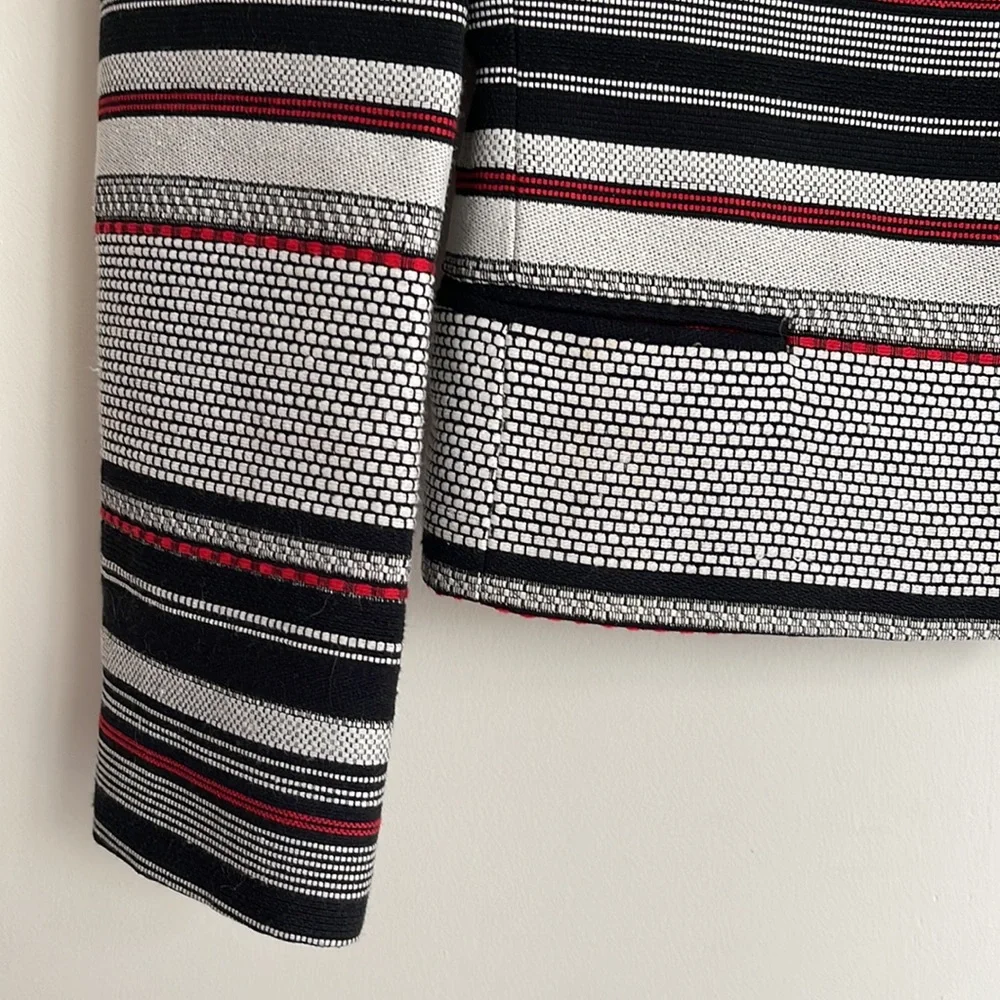 ZARA | Black white red collarless structured jacket - Picture 8 of 9